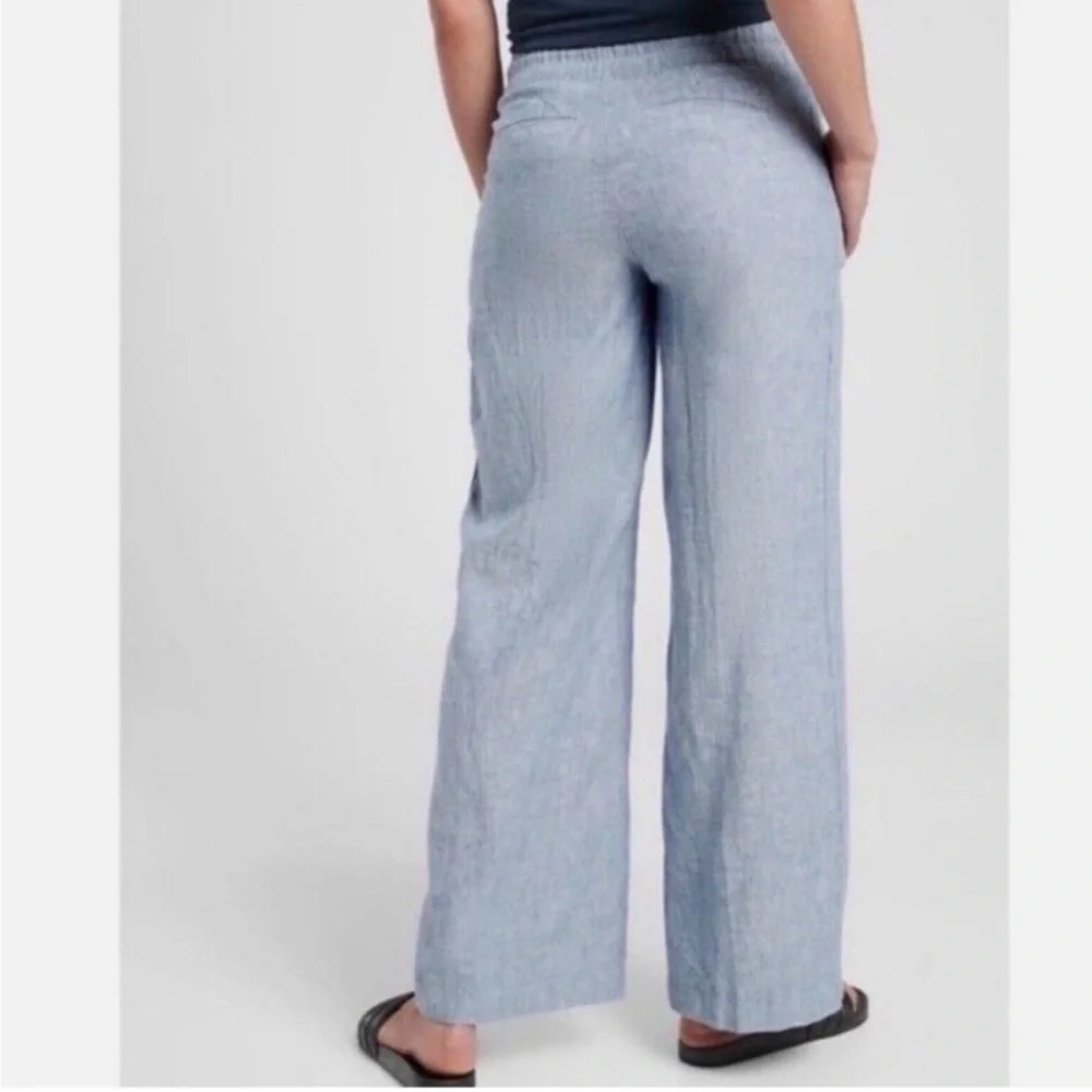 Athleta | Cabo Linen Wide Leg Pants Chambray Blue 4 - Picture 2 of 8